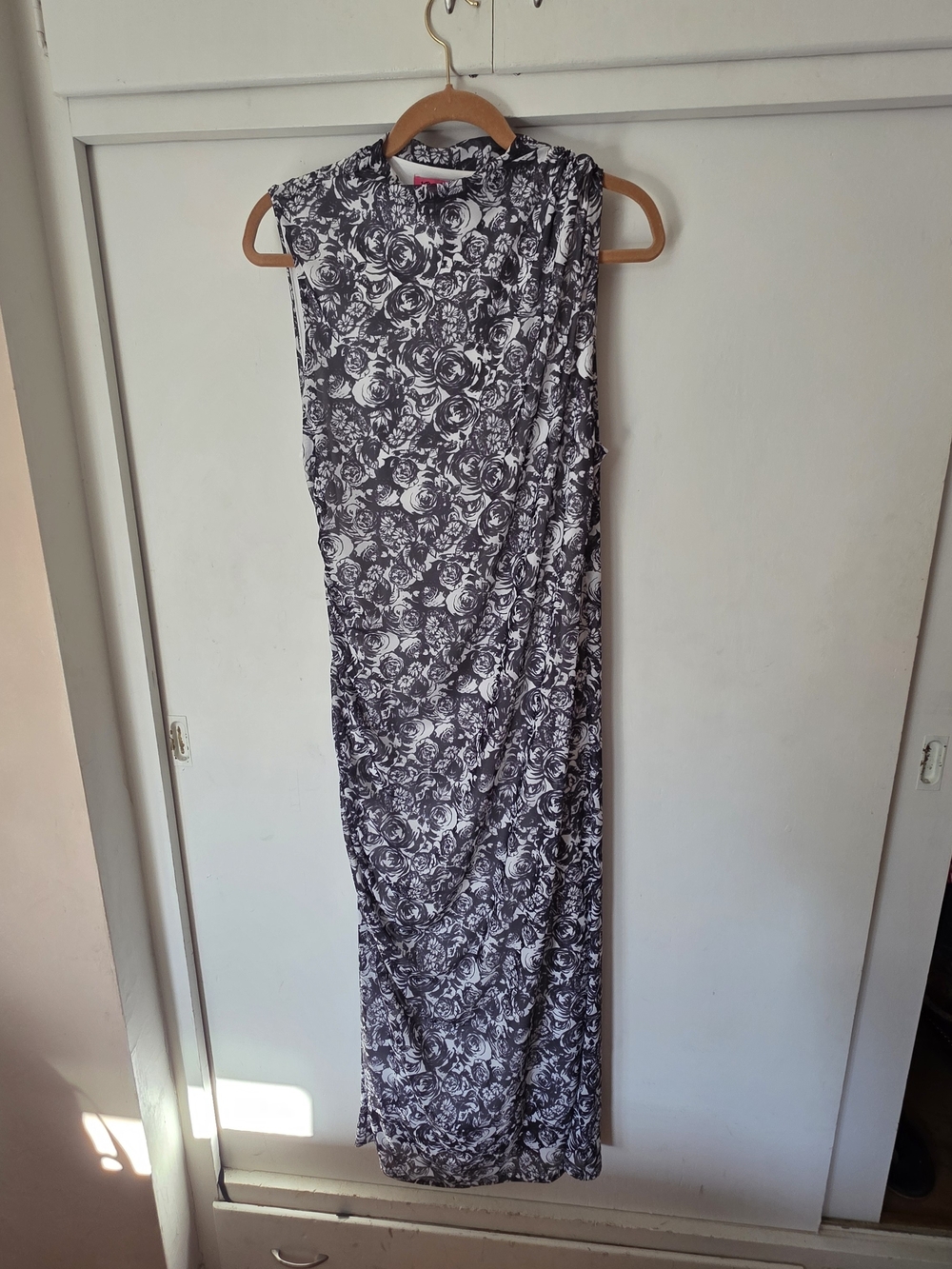 Betsey Johnson Black & White Floral High-Neck Maxi Dress